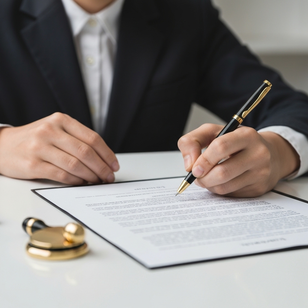 Documents being signed with notary present